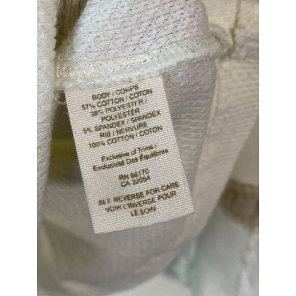 Free People Heart on Sleeve Thermal Knit Top Sz Medium Cream Lace Beaded Floral - Picture 7 of 16